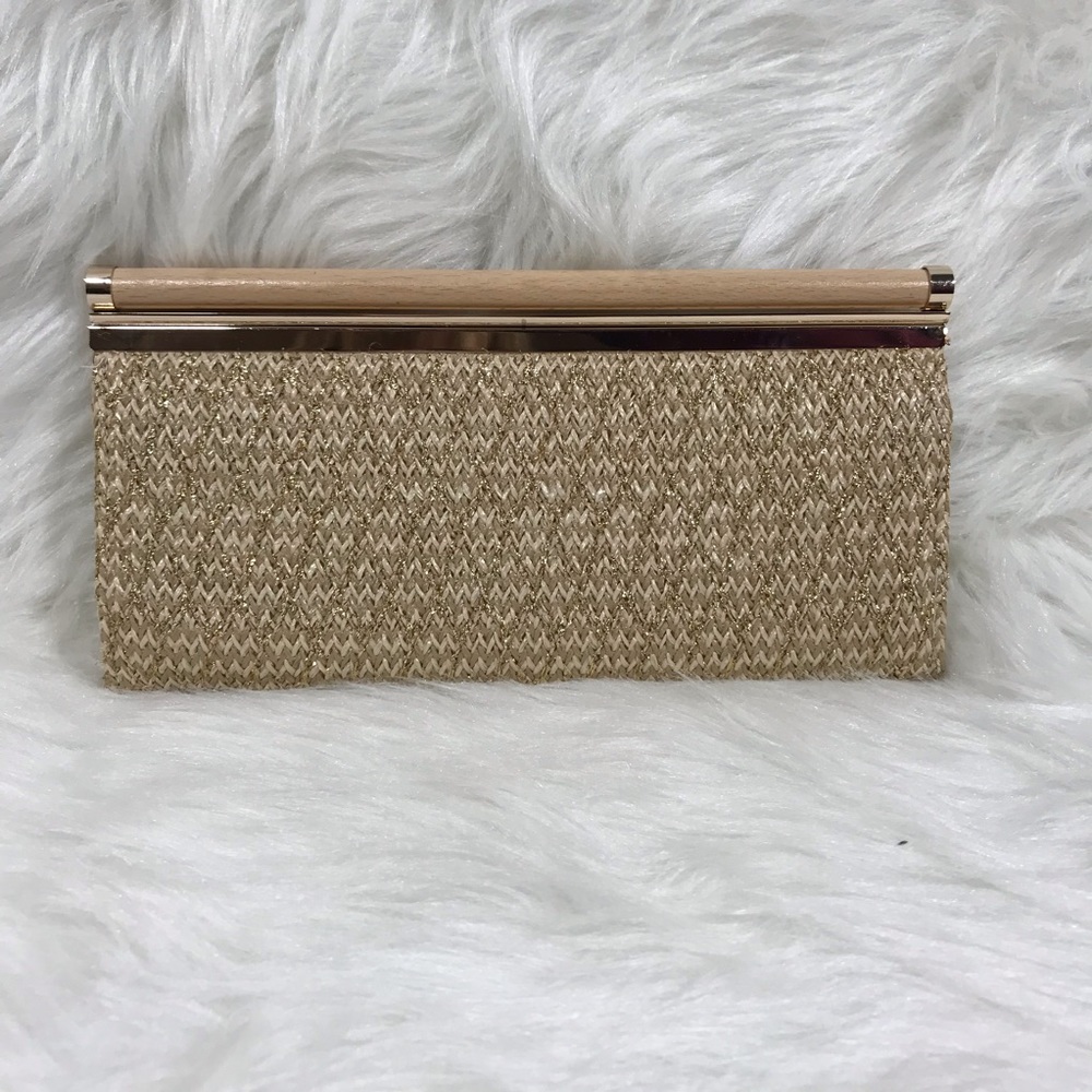 INC Carolyn straw clutch